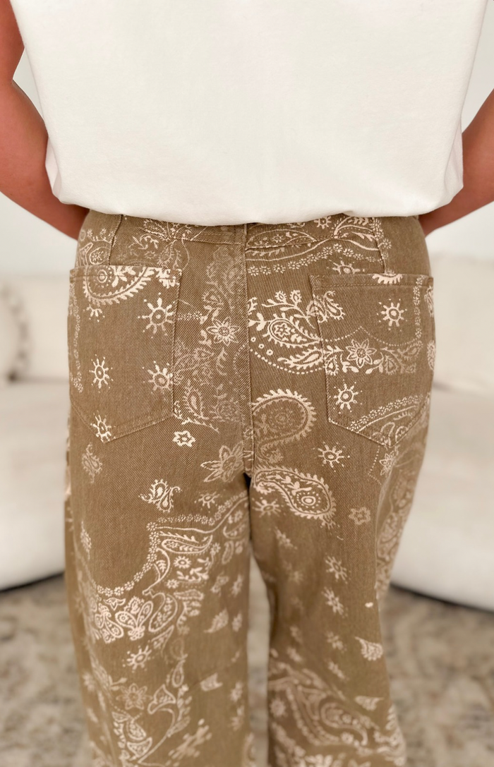 Abigail Paisley Print Barrel Jeans
