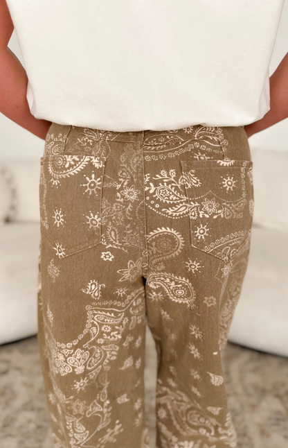 Abigail Paisley Print Barrel Jeans