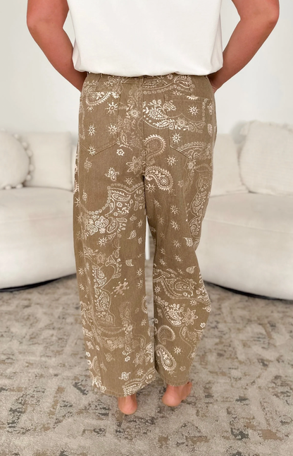 Abigail Paisley Print Barrel Jeans