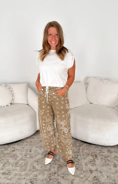 Abigail Paisley Print Barrel Jeans