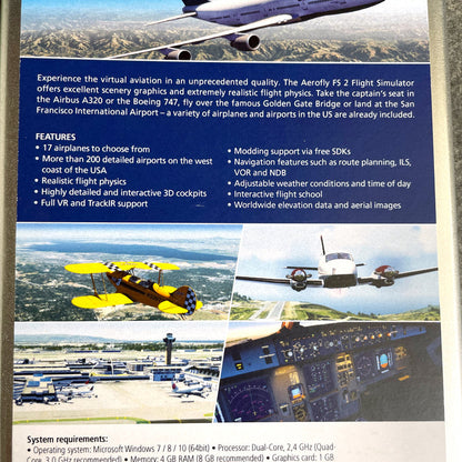 Aerosoft Aerofly FS2 Flight Simulator PC 6 DVD Set 2017 Metal Case IPACS - NextStage Vintage