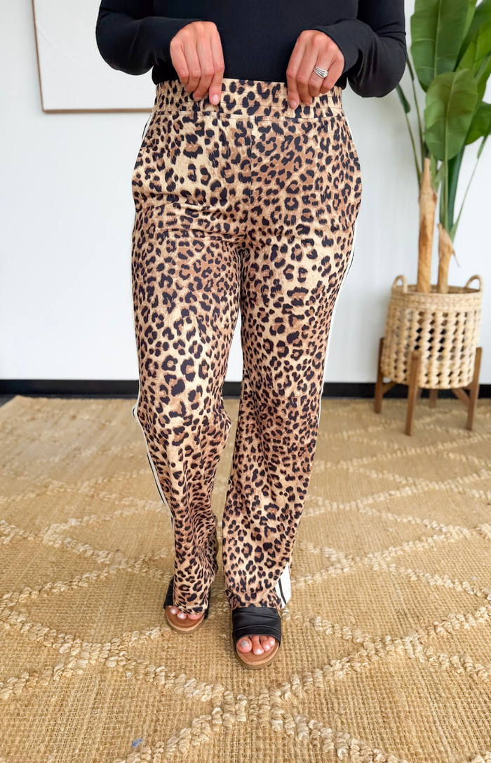 Animal Print Buttery Soft Side Stripe Pants