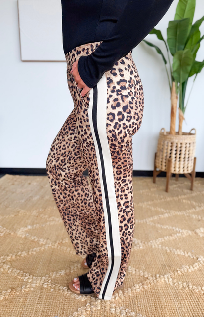 Animal Print Buttery Soft Side Stripe Pants