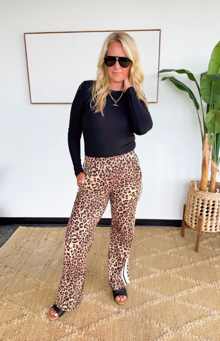 Animal Print Buttery Soft Side Stripe Pants