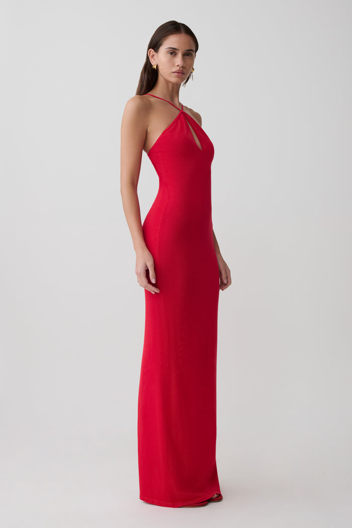 Ashtin Cross Front Knit Maxi Dress - Red