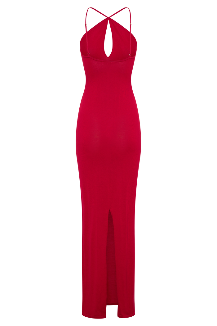 Ashtin Cross Front Knit Maxi Dress - Red
