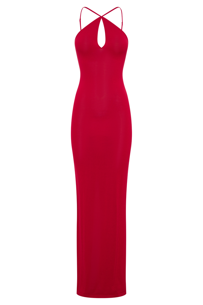 Ashtin Cross Front Knit Maxi Dress - Red