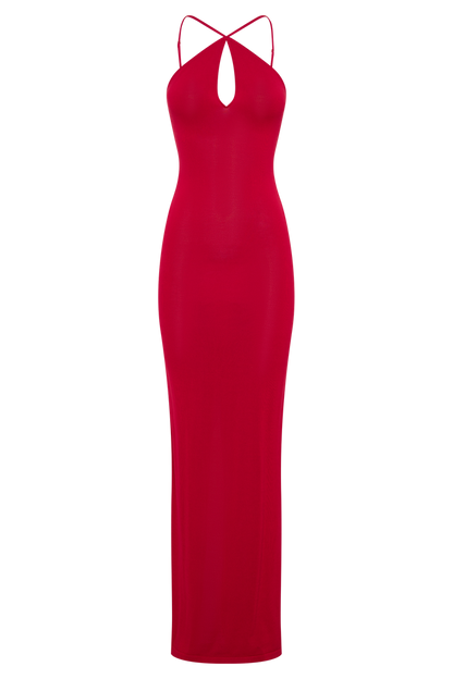 Ashtin Cross Front Knit Maxi Dress - Red