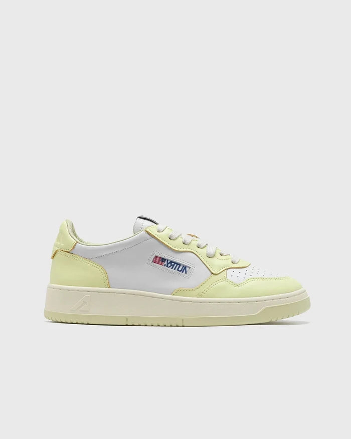 Autry - Medalist Low - Leather/Leather - White/Lime-Yellow--AULWW-WB36