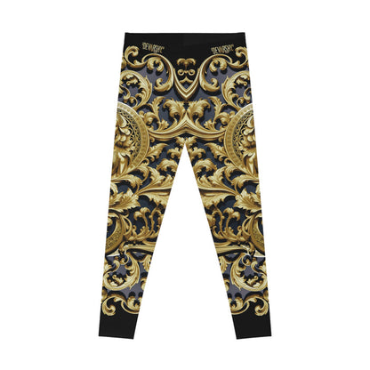 Baroque Angel Leggings Women Spandex Leggings Casual Wear Decorative Golden Leggings Women Lounge Wear | X3451