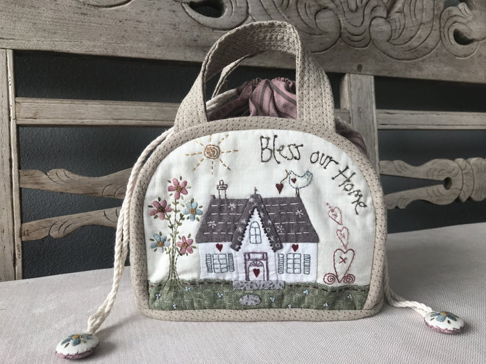 Bless Our Home Drawstring Bag by Lynette Anderson