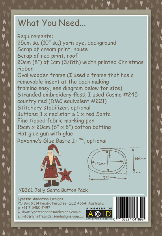 Christmas Night Stitchery by Lynette Anderson Pattern Back