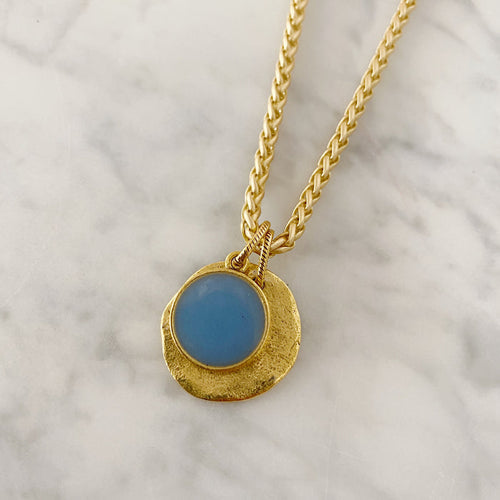 Circle Charms Cloisonne' Necklace - light blue