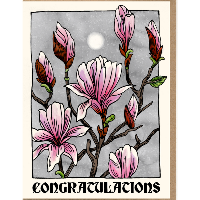 Congratulations Japanese Magnolia Card - 318 Art & Frame