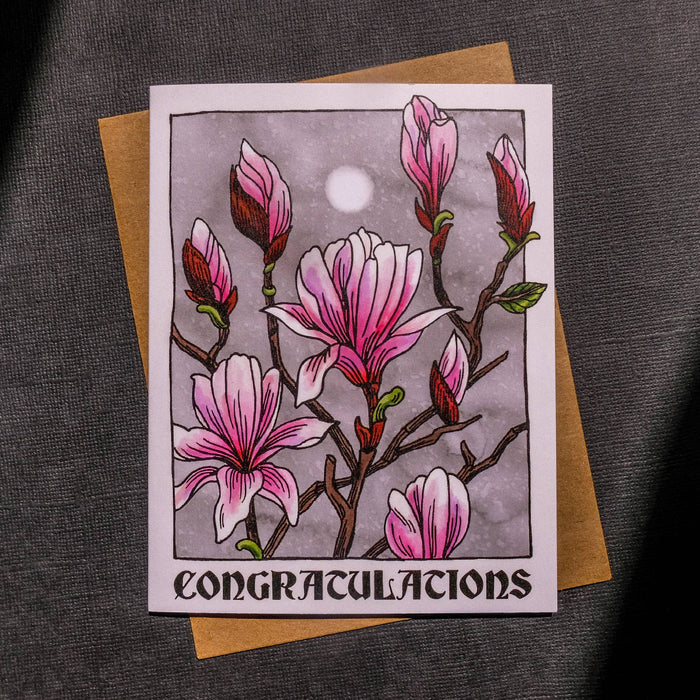 Congratulations Japanese Magnolia Card - 318 Art & Frame