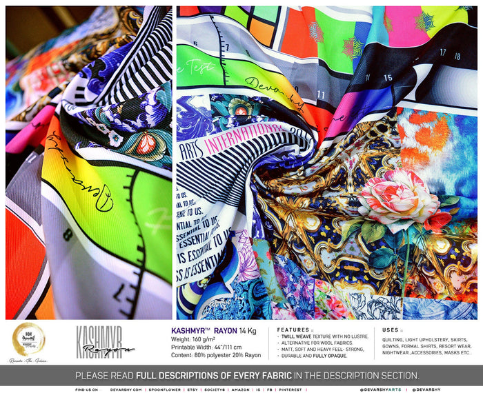 CUSTOM Print Apparel Fabric 3Metres | 8 Fabrics Options | Print your Design | Personalized Fabric By the Yard