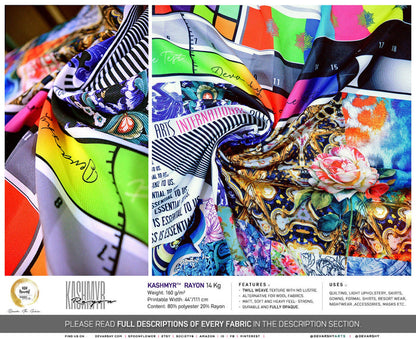 CUSTOM Print Apparel Fabric 3Metres | 8 Fabrics Options | Print your Design | Personalized Fabric By the Yard