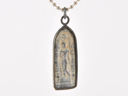 Finished Jewelry - Walking Buddha Necklace - Antique Patina Pendant on Nickel Silver Ball Chain - 24 Inches