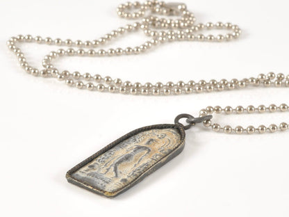 Finished Jewelry-Walking Buddha-Old Patina-Nickel Silver Ball Chain Necklace-24 Inches Tamara Scott Designs