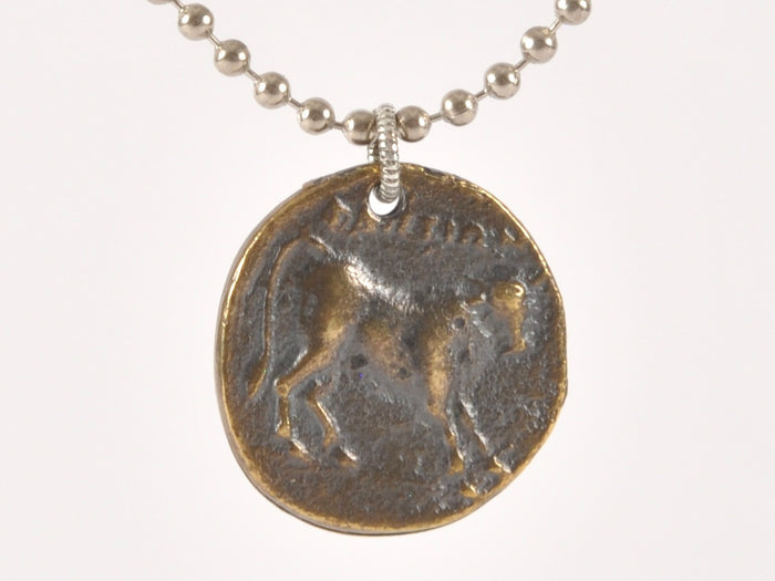 Finished Jewelry-Antique Bronze Coin-Nickel Silver Ball Chain Necklace-24 Inches Tamara Scott Designs