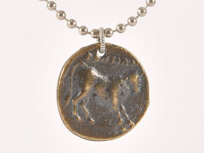 Finished Jewelry-Antique Bronze Coin-Nickel Silver Ball Chain Necklace-24 Inches Tamara Scott Designs