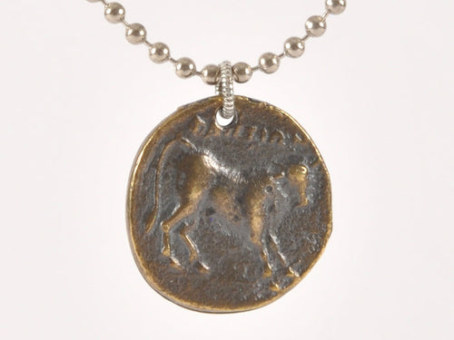 Finished Jewelry-Antique Bronze Coin-Nickel Silver Ball Chain Necklace-24 Inches Tamara Scott Designs