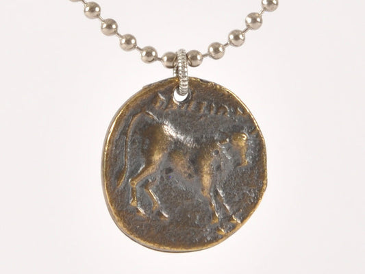 Finished Jewelry-Antique Bronze Coin-Nickel Silver Ball Chain Necklace-24 Inches Tamara Scott Designs