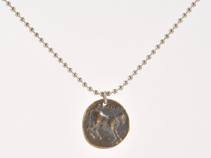 Finished Jewelry-Antique Bronze Coin-Nickel Silver Ball Chain Necklace-24 Inches Tamara Scott Designs