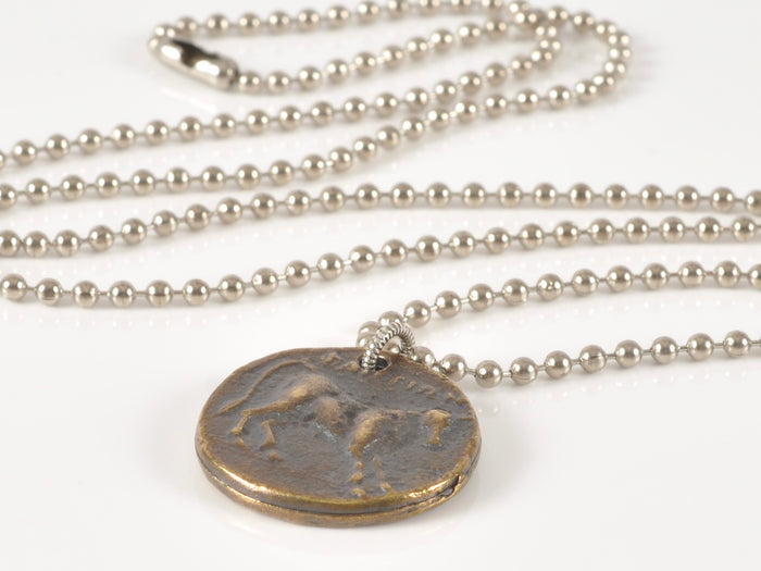 Finished Jewelry-Antique Bronze Coin-Nickel Silver Ball Chain Necklace-24 Inches Tamara Scott Designs