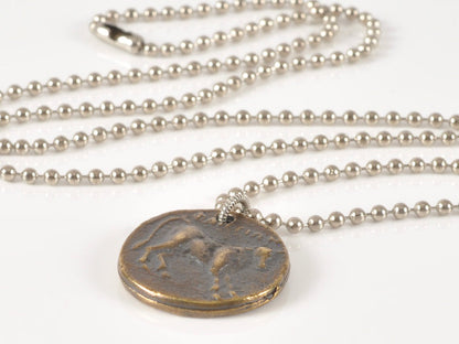 Finished Jewelry-Antique Bronze Coin-Nickel Silver Ball Chain Necklace-24 Inches Tamara Scott Designs