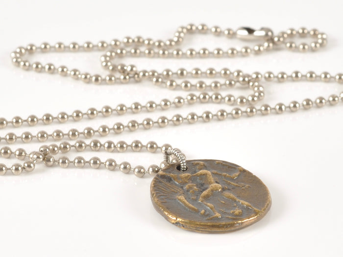 Finished Jewelry-Antique Bronze Coin-Nickel Silver Ball Chain Necklace-24 Inches Tamara Scott Designs