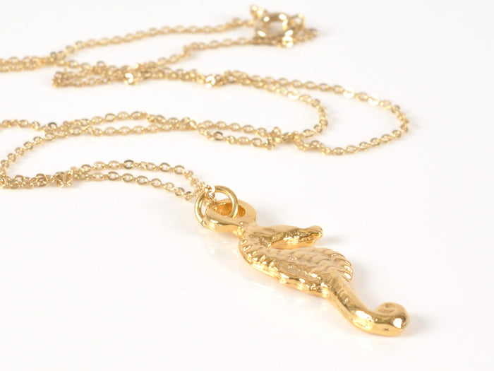 Finished Jewelry-Seahorse Gold Charm Necklace-18 Inches Tamara Scott Designs