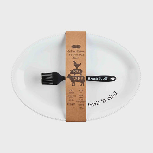 Grill Platter and Brush Set