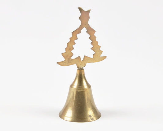 Home Decor-Vintage Solid Brass Christmas Tree Hand Ring Bell-India-Decorative Décor Tamara Scott Designs