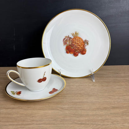 Hutschenreuther Hohenberg Olivia 63 Tea Trio Pineapple, Porcelain, Gold Rim - NextStage Vintage