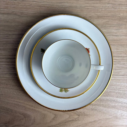 Hutschenreuther Hohenberg Olivia 63 Tea Trio Pineapple, Porcelain, Gold Rim - NextStage Vintage