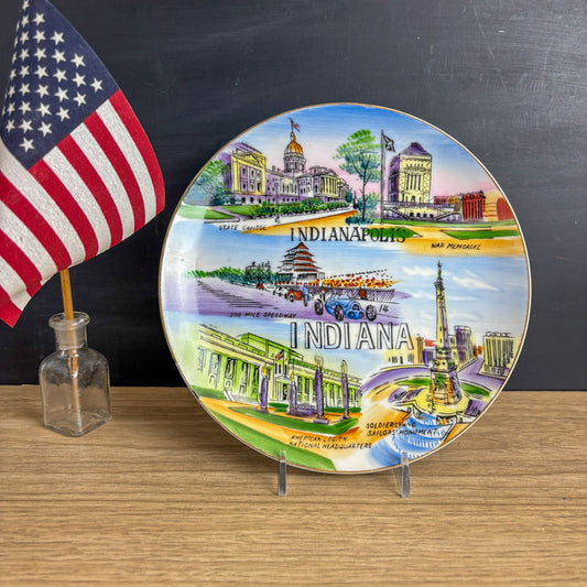 Indianapolis Indiana Souvenir Plate - Indianapolis 500 Speedway - 1950s Vintage - NextStage Vintage