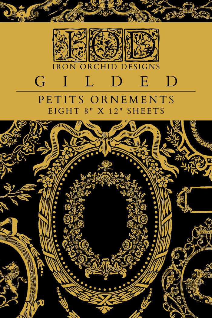IOD Decor Foil Transfer Petits Ornements 8X12" 8 Sheets Pad by Iron Orchid Designs Petit Ornaments