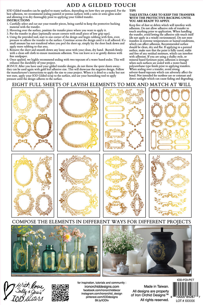 IOD Decor Foil Transfer Petits Ornements 8X12" 8 Sheets Pad by Iron Orchid Designs Petit Ornaments