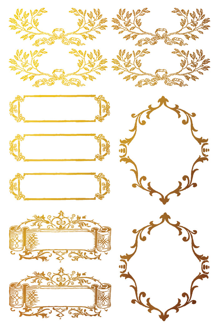 IOD Decor Foil Transfer Petits Ornements 8X12" 8 Sheets Pad by Iron Orchid Designs Petit Ornaments