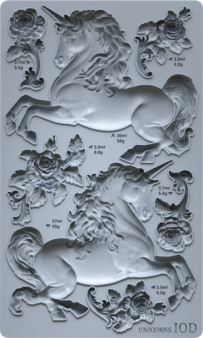 IOD Decor Mould Unicorns 6x10" by Iron Orchid Designs