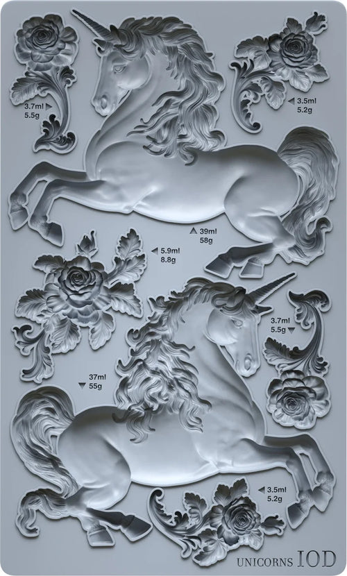 IOD Decor Mould Unicorns 6x10" by Iron Orchid Designs