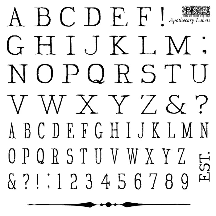 IOD Decor Stamp Apothecary Labels 6"x6" Four Sheets with Case by Iron Orchid Designs