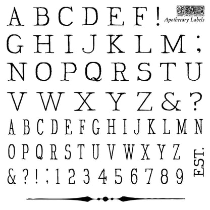 IOD Decor Stamp Apothecary Labels 6"x6" Four Sheets with Case by Iron Orchid Designs