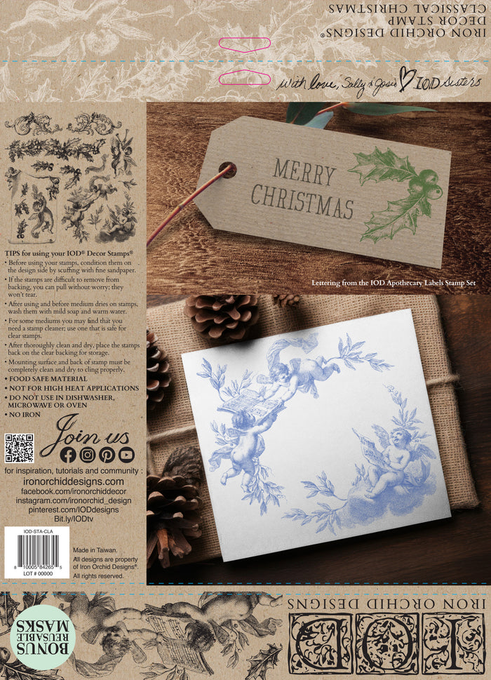 IOD Decor Stamp Classical Christmas 12x12" by Iron Orchid Designs