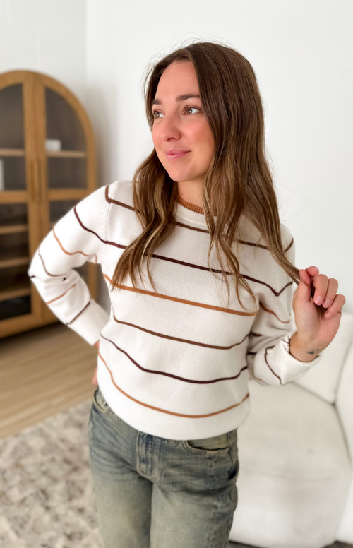 Ivory & Stripes Double Layer Collared Sweater
