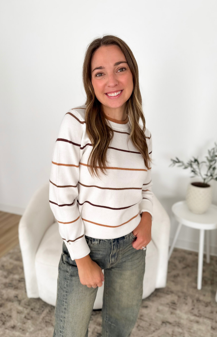 Ivory & Stripes Double Layer Collared Sweater