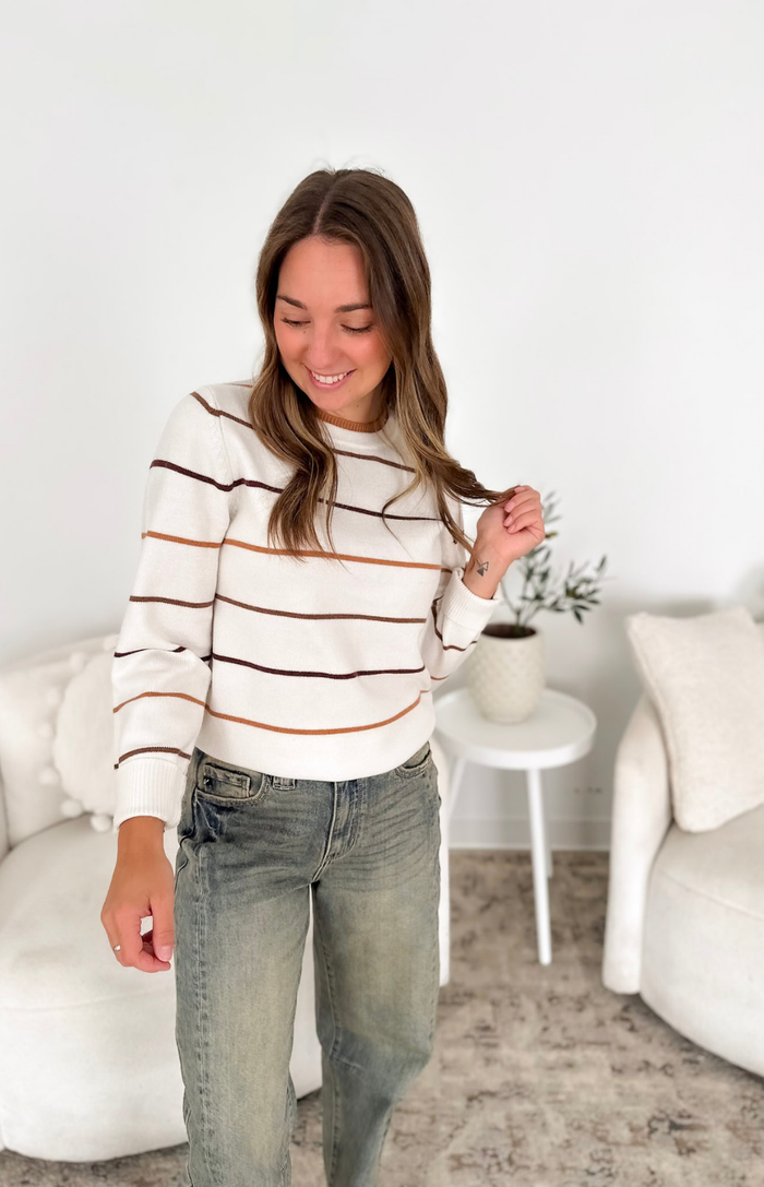 Ivory & Stripes Double Layer Collared Sweater
