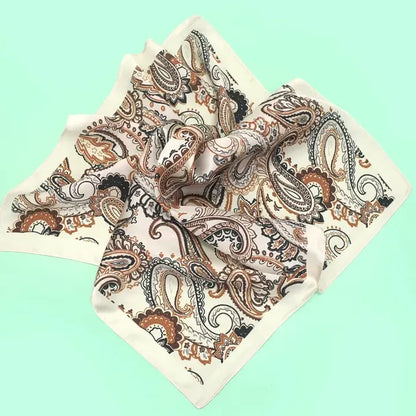 Ivory/Brown Paisley Silk Scarf