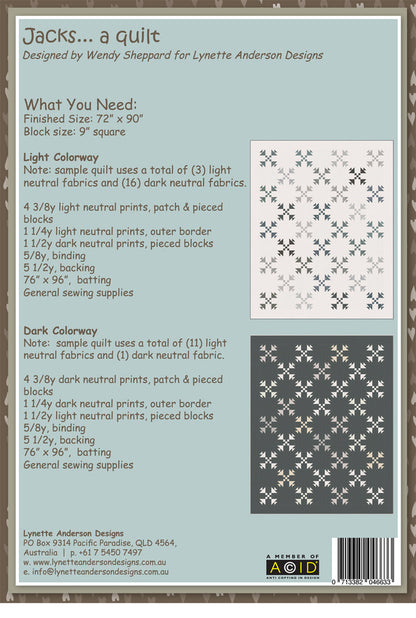 Jacks Quilt by Lynette Anderson Pattern Back